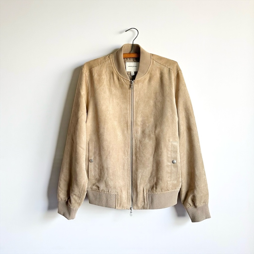 Banana Republic Tan Faux Suede Bomber Jacket Mens S